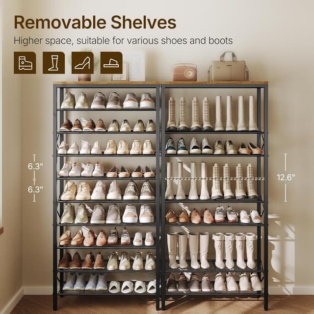 Thumbnail 6 de Yatiney 10-Tier Shoe Rack with 40-Pair Capacity ⚙