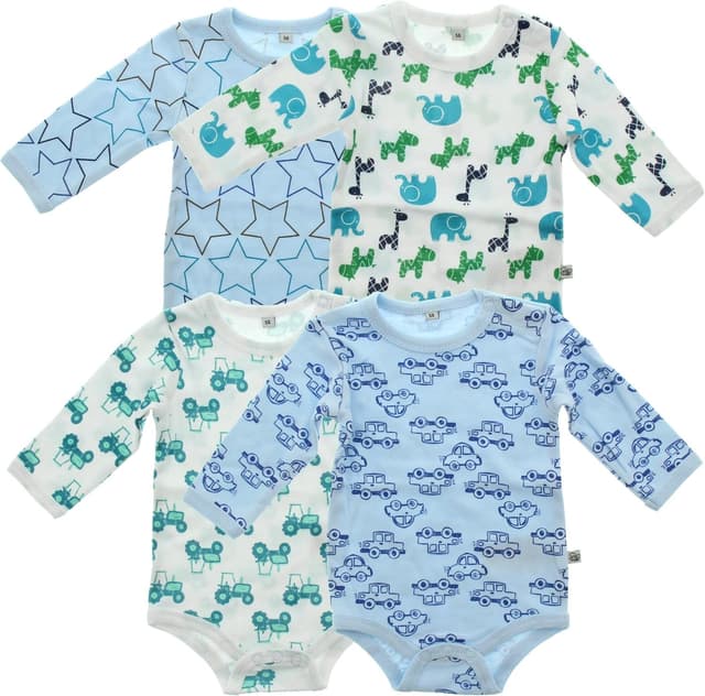 Detalle de Pippi made with love Baby Jungen Langarm-Body mit Aufdruck (4er-Pack), Größe 68 – Formender Body