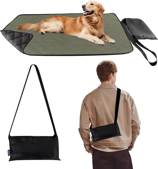 Detalle de ACUSHLA Haustier Decke Camping 100 x 70 cm – faltbar, wasserdicht, mit Tasche