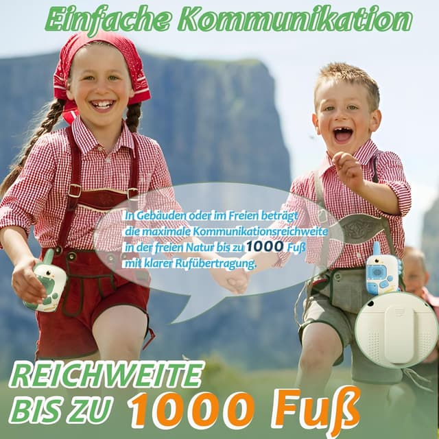 Detalle de DQMOON Dino Walkie-Talkies für Kinder (ab 3 Jahren), 2er-Set – Outdoor-Spiele mit Funk