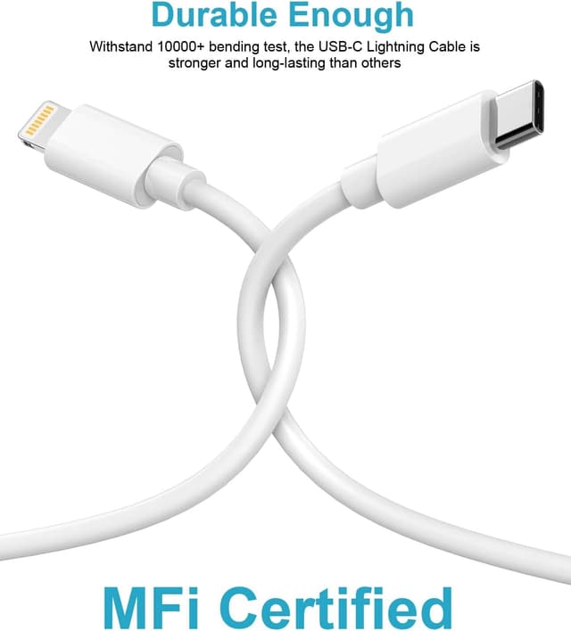 Detalle 2 de HOSOW 20W USB-C iPhone Fast Charger Cable & Plug (2M, Apple MFi Certified)