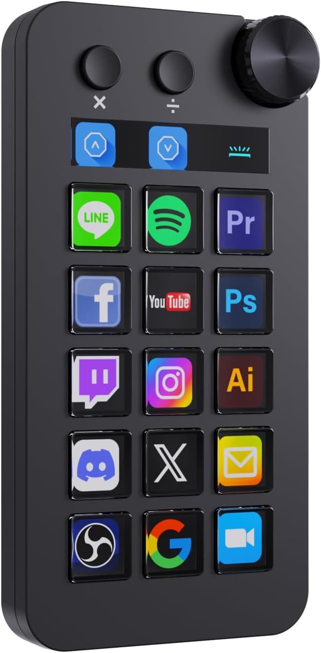 Detalle de TreasLin Treaslin N1 3-in-1 Stream Controller Deck (LCD-Macro-Keypad, Numpad & Rechner) – Profi-Setup für Streaming und Produktivität, Schwarz