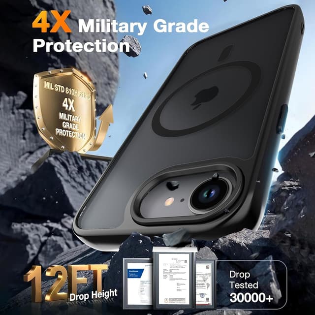 Detalle de BPOASE for iPhone 16E / iPhone 17E Case with Screen Protector (MagSafe Compatible) — Ultra Slim Matte Black