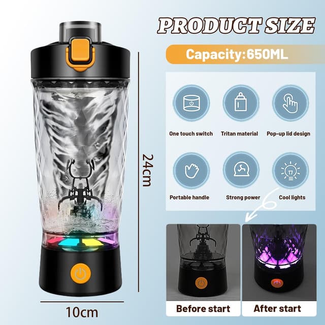 Detalle de flintronic Protein Shake Bottle 650ml 🚰