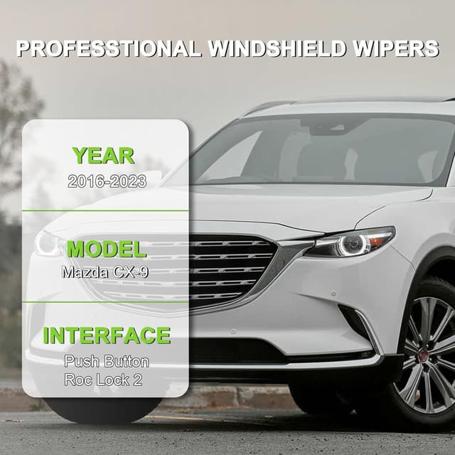 Detalle 2 de PARRATI Windshield Wipers for Mazda CX-5 & CX-9 (2017-2024) — Front & Rear Replacement Blades, Quiet & Streak-Free