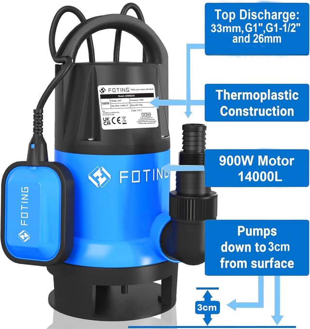Detalle de 900W submersible water pump 14000 L/H