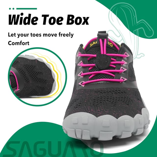 Detalle de SAGUARO Unisex Barfußschuhe – leichte, atmungsaktive Trail- und Fitnessschuhe mit Zehenbox