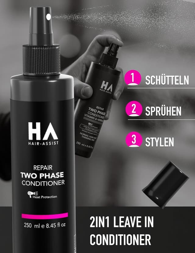 Thumbnail 6 de HA Hair-Assist Hitzeschutz Leave-in Conditioner Spray für Glätteisen bis 230 °C (250 ml) mit Anti-Frizz