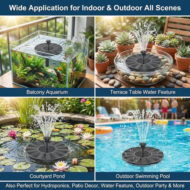 Thumbnail 6 de AebeChun Solar Springbrunnen für außen – schwimmende Fontänenpumpe mit 6 Fontänenstilen