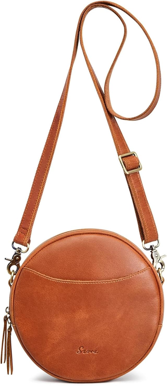 Thumbnail 6 de S-ZONE leather circle crossbody bag for women with adjustable strap and multiple pockets