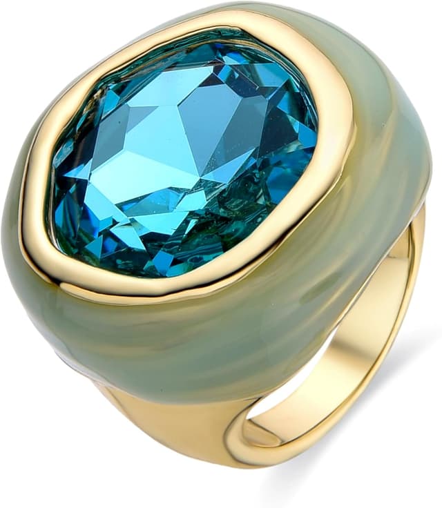 Detalle de LUXENTER Mantis Anillo grande con cristal verde