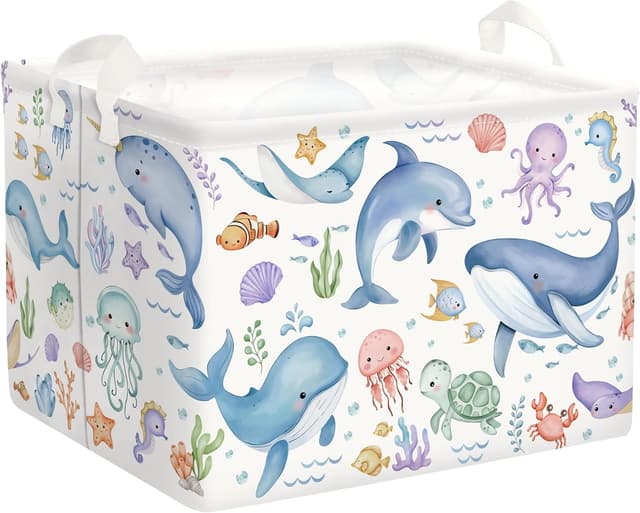 Imagen de HUUMONSS Cute Sea Animals Laundry Basket 63L en OfertitasTOP