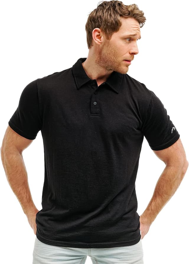Detalle de Merino.tech Merinos Polo Homme en laine mérinos (100%) — polo léger manches courtes ou longues