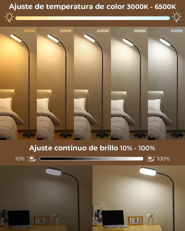 Thumbnail 2 de Lámpara de pie LED regulable 18W 1850 lm