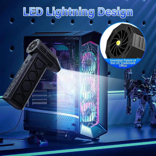 Detalle de Elettrico senza fili per rimuovere polvere a aria compressa, 4 velocità, fino a 180.000 giri/min e illuminazione ausiliaria