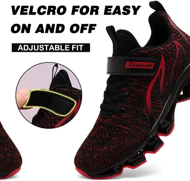 Detalle de LAZAZAFI Kinder Sneaker für Jungen und Mädchen – leichte, atmungsaktive Outdoor-Sportschuhe mit Klettverschluss