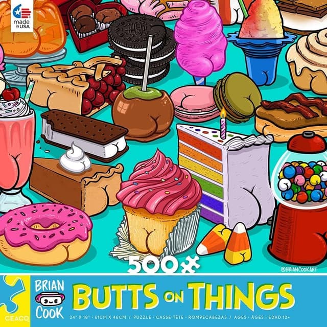 Detalle de Ceaco Brian Cook Butts on Things Sweet Cheeks 500-Piece Jigsaw Puzzle