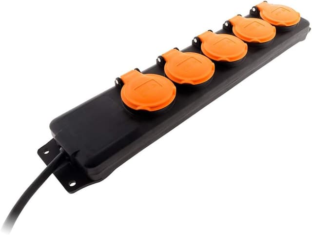 Detalle de Zenitech Blocco multipresa da esterno IP44 con 5 prese 16A 2P+T e sportellini, 1,5 m (Nero)