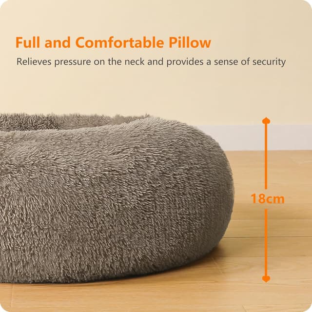 Detalle de HMTOPE Orthopädisches rundes Hundebett / Donut-Hundekissen 60 cm Ø, Kamelbraun