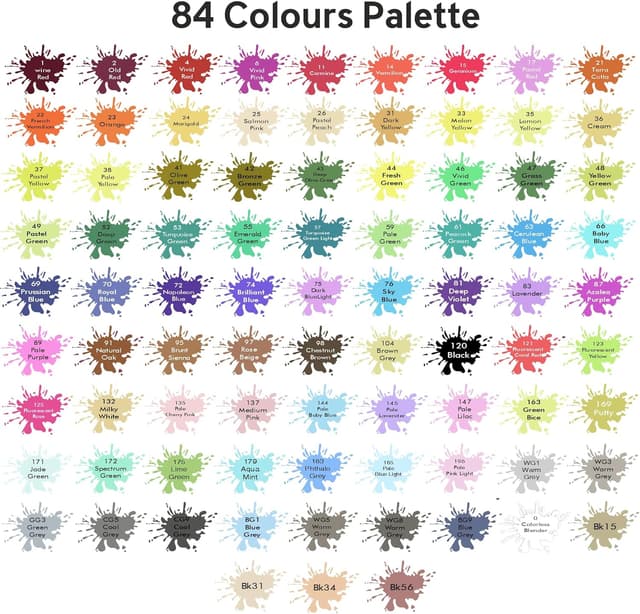 Detalle de WAHYB 84 Dual Tip Alcohol Markers set with free colouring book, storage base & carry bag