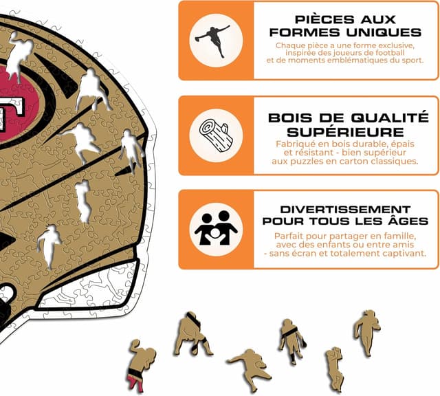Thumbnail 6 de Iconic Puzzles Casque San Francisco 49ers – Puzzle en bois sous licence officielle NFL, taille S (150 pièces)