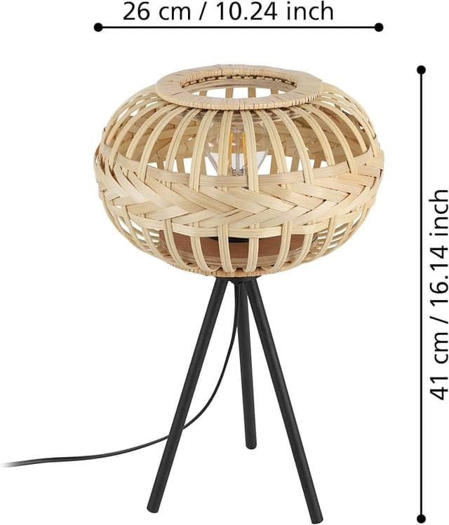 Thumbnail 5 de EGLO Amsfield 1 - Lámpara de mesa con trípode y madera