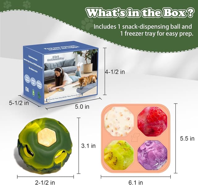 Thumbnail 6 de Freezeball dog toy set: frozen treat puzzle & interactive rubber ball for tough chewers