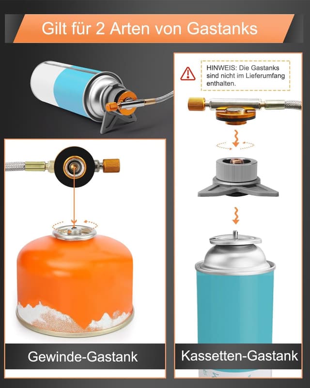 Detalle de AUTOPkio Campingkocher 3500 W – winddichter Gaskocher mit Piezozündung, faltbar