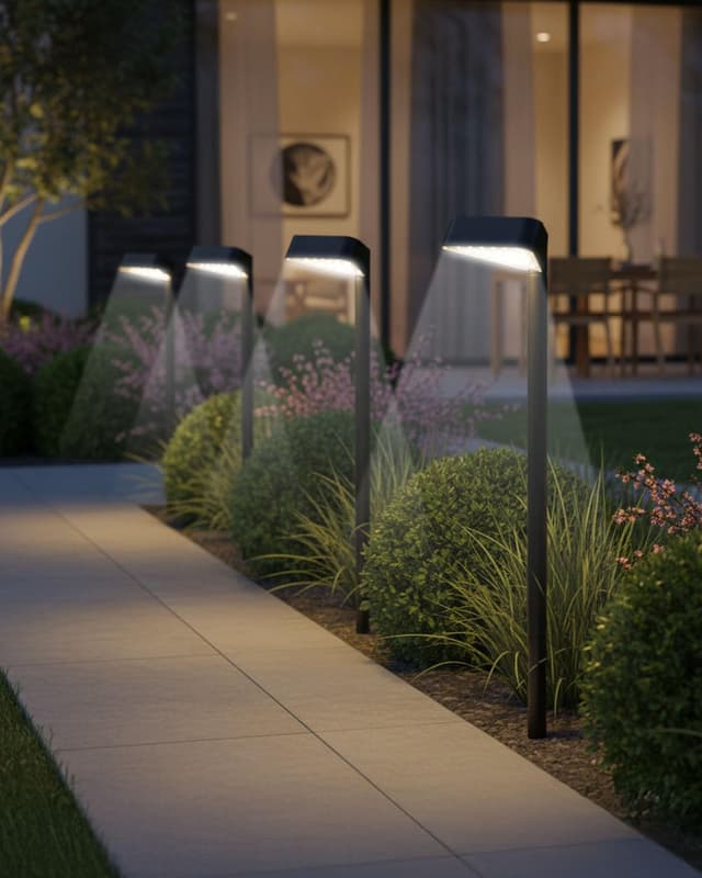 Detalle de Airoieak 4-Pack Solar Path Lights (15 LEDs) for Outdoor Garden, IP44 Waterproof