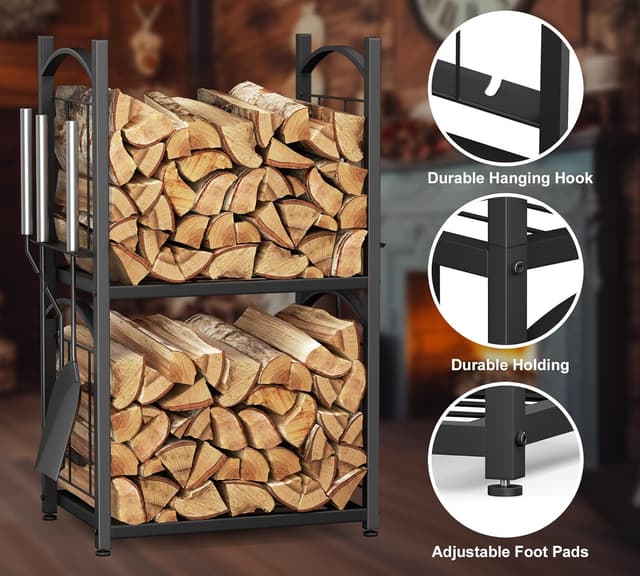 Thumbnail 4 de HFHOME Log Store Indoors 2‑Tier 78 x 46 cm