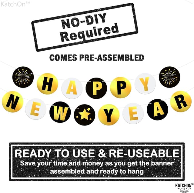 Thumbnail 3 de KatchOn Shiny Happy New Year Banner 10 ft 🎉