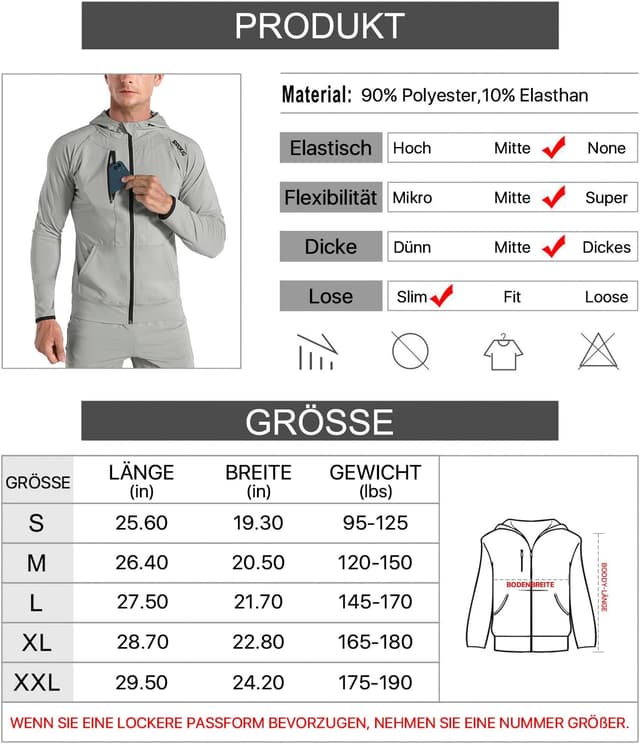 Thumbnail 5 de BROKIG Leichte Hoodie Herren S‑XXL