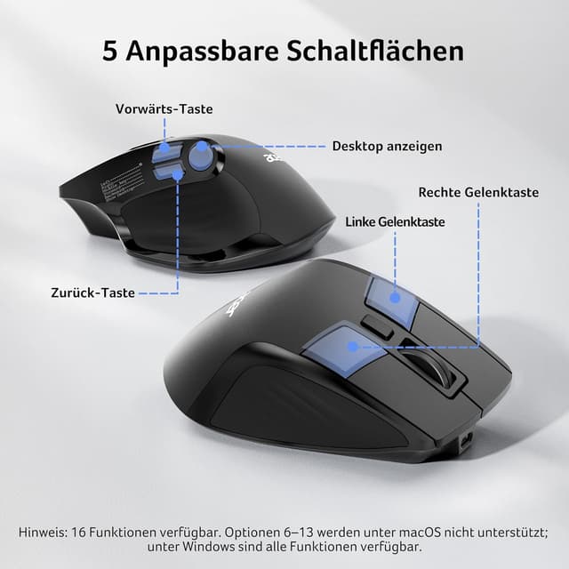 Detalle de Acer Kabellose Maus Tri-Mode 4000 DPI mit OLED für bis zu 4 Geräte (Bluetooth, 2,4 GHz & Kabel)