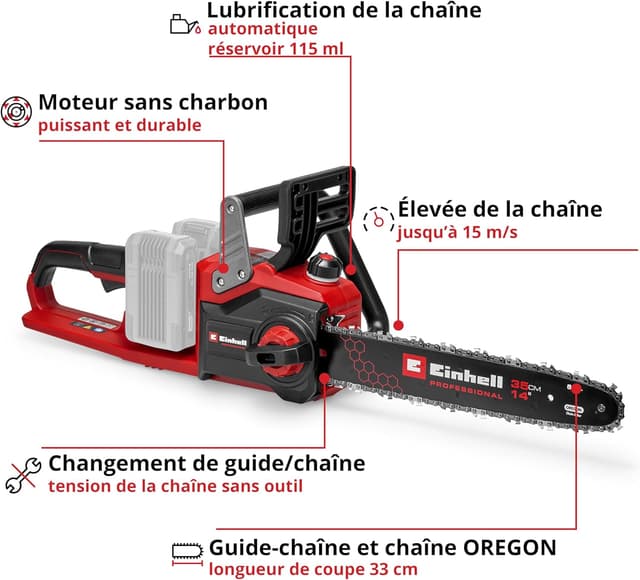 Detalle de Einhell Professional GP-LC 36/35 Tronçonneuse sans fil 36V 33 cm ⛏