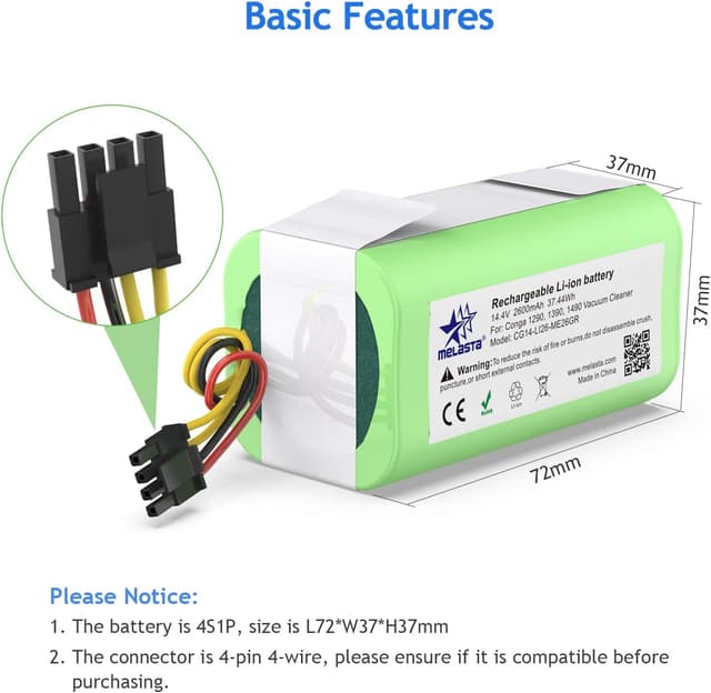 Thumbnail 3 de Batería de Reemplazo 14.4V 2600mAh para Conga 🧹