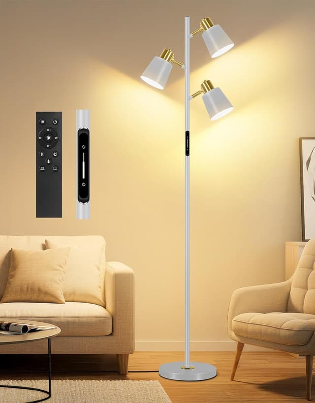 Detalle de OUTON Lampada da Terra LED dimmerabile con telecomando e controllo touch, 36W grigio