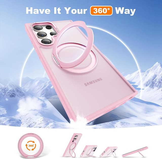 Detalle de Zalinbo Case for Samsung Galaxy S24 Ultra (6.8") with 360° Magnetic Ring Stand & Military-Grade Drop Protection