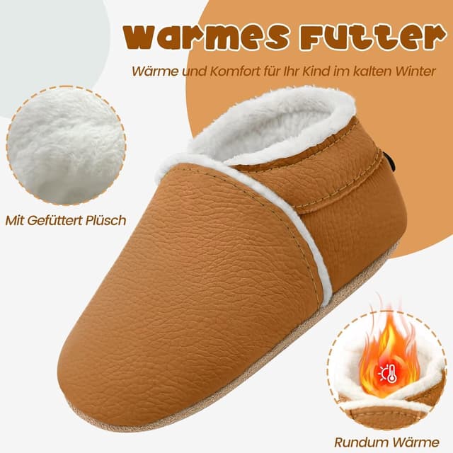 Detalle de HMIYA Weiche Leder-Krabbelschuhe mit Wildledersohle – Lauflernschuhe für Babys (0–24 Monate)