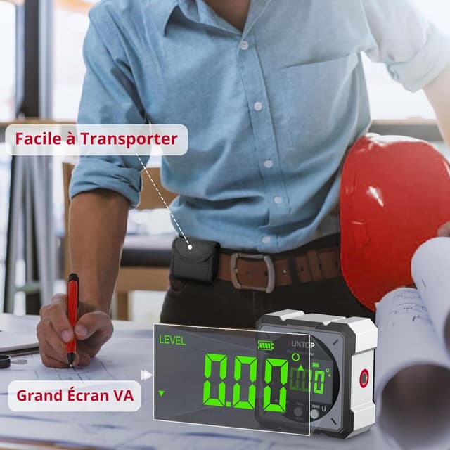 Detalle 2 de XUNTOP Inclinometro digitale ricaricabile con laser bilaterale a 2 fasci e IP54