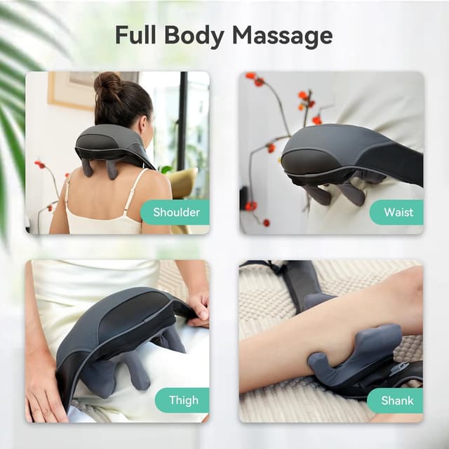 Detalle 2 de Snailax verbessertes 4D kabelloses Nackenmassagegerät mit Wärme & Shiatsu-Knetmassage