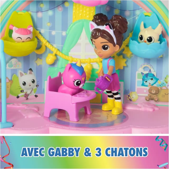 Detalle de Gabby et la Maison Magique – Gabby Dollhouse : Nurserie Chatons (17 éléments, 4 figurines)