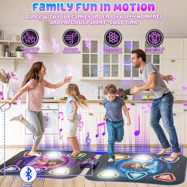 Detalle de Surelect Dance Mat (2025) Light-Up 2-Player Opposing Dance Pad with Single & Double Modes, 12-Button Kids Music Toy