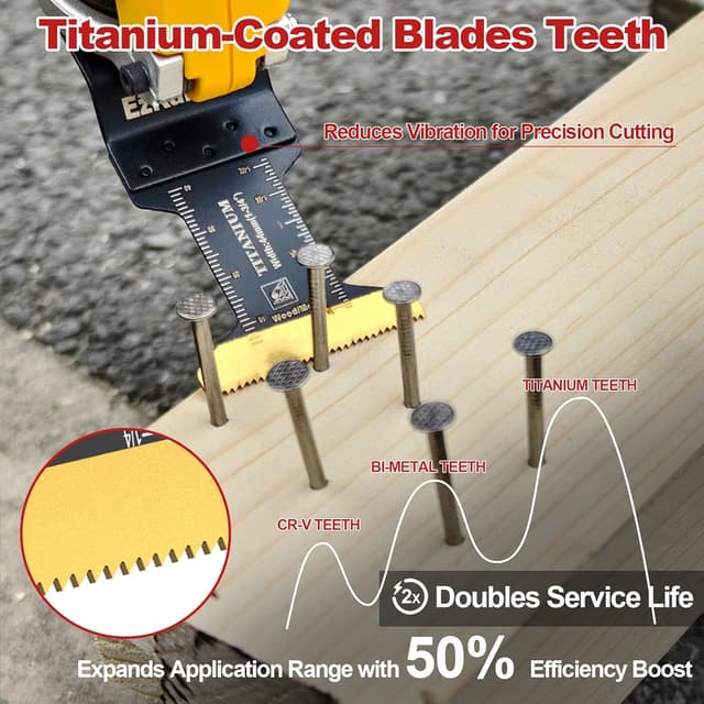 Detalle de EzKamfort 29-teilige Multitool-Sägeblatt-Sets (oszillierend) – Zubehör für Holz, Kunststoff und Metall