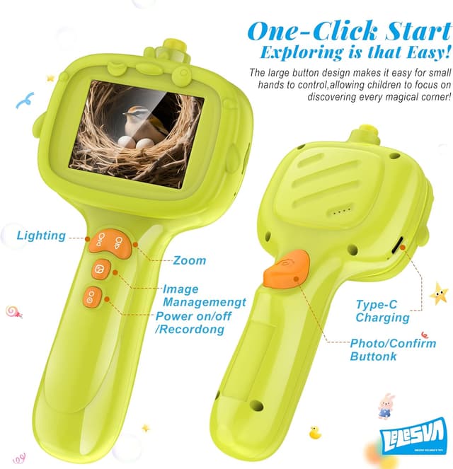 Detalle de Endoscopio per bambini con luce e telecamera a serpente (boroscopio) educativo STEM