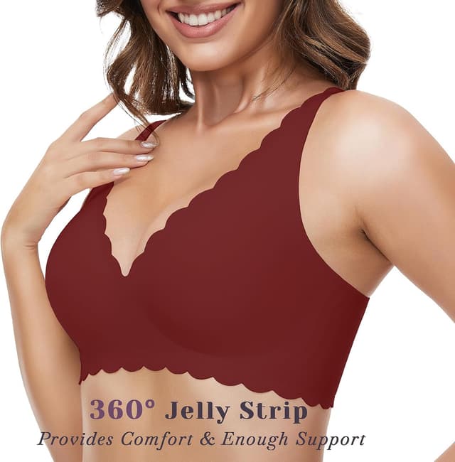 Detalle 2 de GXOULRRA Komfort Tief-V BH Damen ohne Bügel – nahtloses Soft Bustier mit herausnehmbaren Polstern