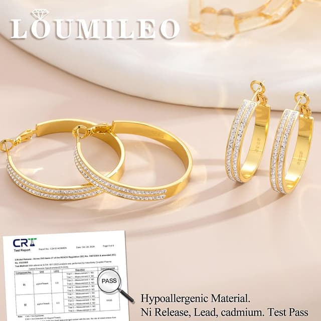 Thumbnail 6 de LOUMILEO 5mm Creolen Silber 925 mit doppelter Zirkonia-Optik (Doppelreihig) für Damen