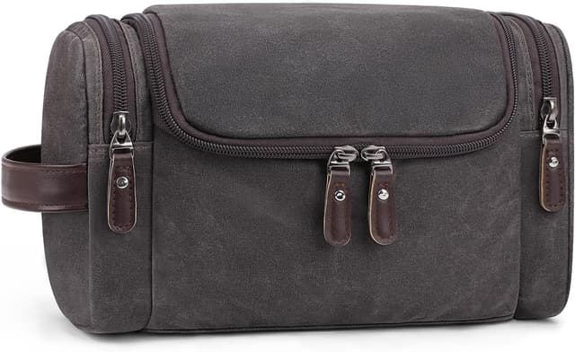 Detalle de ZOMFELT Travel Toiletry Bag for Men, Waxed Canvas Dopp Kit