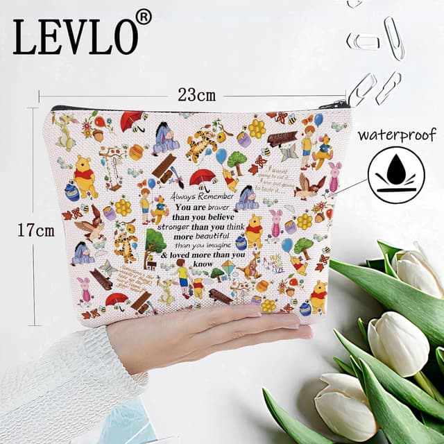 Detalle 2 de LEVLO Friendship Cosmetic Make up Bag – cotton canvas zipper pouch for inspiring friend gift