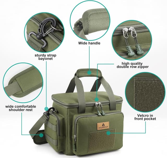 Detalle de HSHRISH 12L Tactical Lunch Bag for Men (Army green) – insulated, waterproof cooler bag