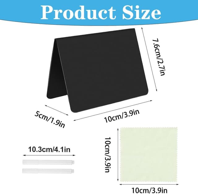 Detalle de LightBeacon Buffet Schilder-Set mit Kreidetafeln (12er Set, V-Form) inkl. 2 Stifte & 1 Putztuch